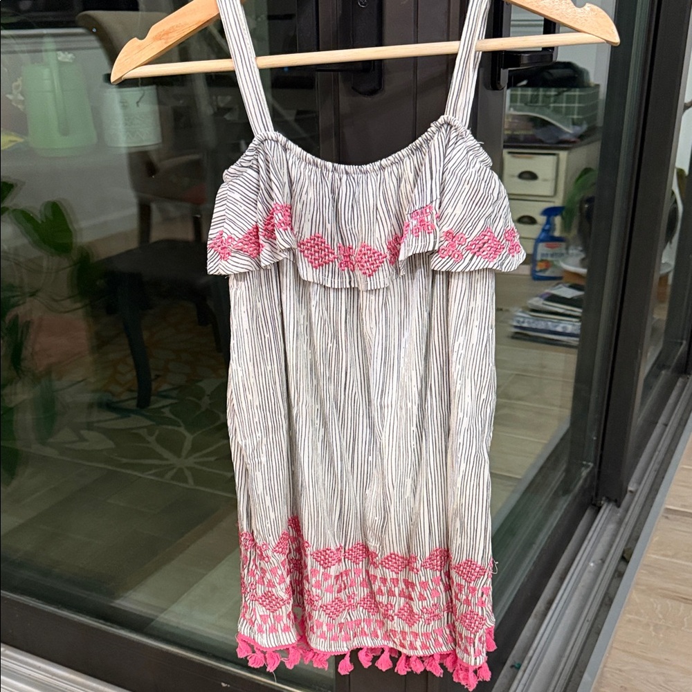 Jessica Simpson Striped Dress with Pink Embroidery size 6 new